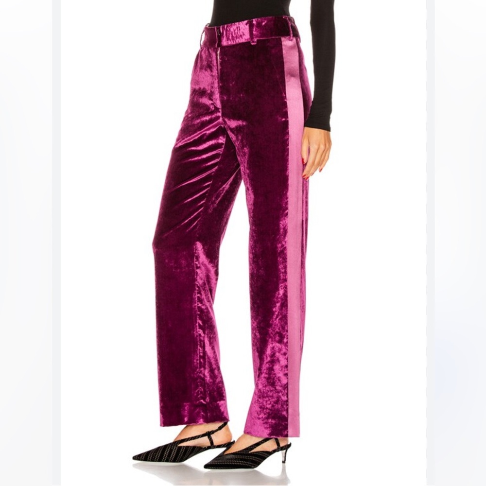 Sies Marjan Sonya Liquid Velvet‎ Slim Pants Purple Pink Side Stripe Size 0